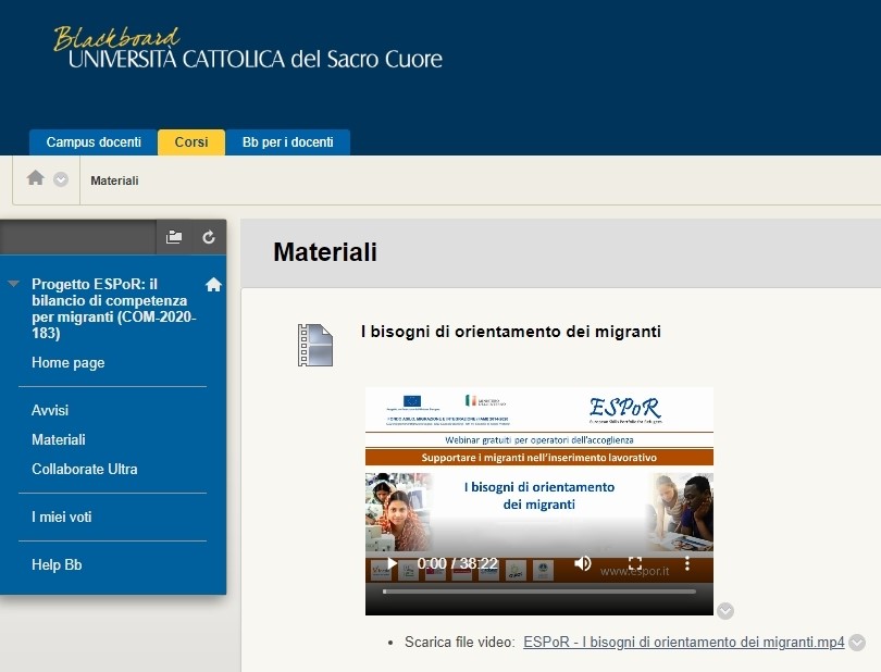 Corso gratuito on-line sul modello di Bilancio di competenze ESPoR